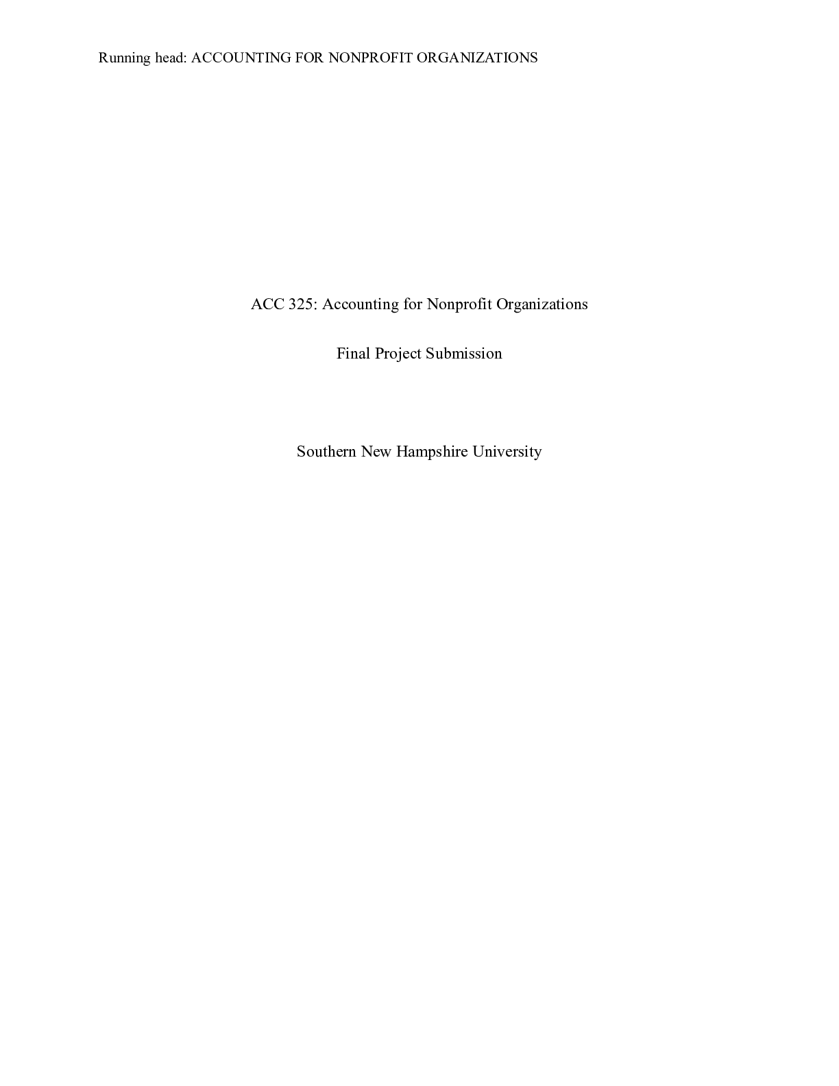 Preview image for ACC 325 Accounting for Nonprofit Organizations Final Project Submission    ACC 325: Accoun